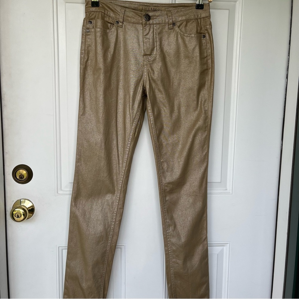 •Liverpool• Shimmery Gold Stretch Skinny Jeans - Size 26